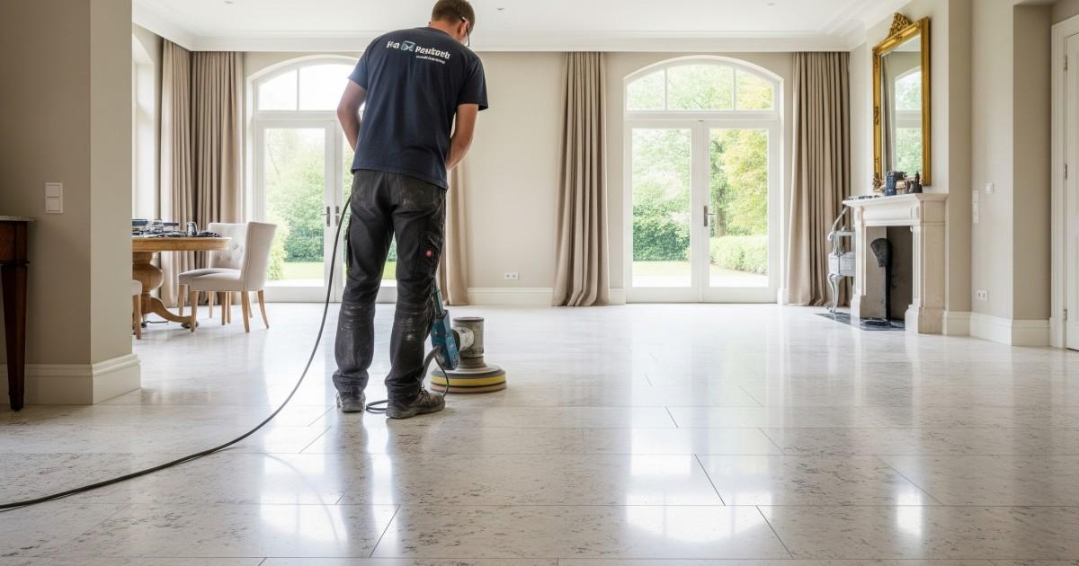 Natuurstenen vloer polijsten Eindhoven - professioneel polijsten voor een glad en glanzend resultaat Natuurstenen vloer in Eindhoven wordt gepolijst door een specialist voor een glad en glanzend resultaat